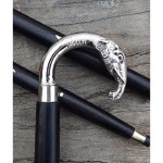 Roorkee Instruments Black Wooden Walking Stick Cane Carved Elephant Silver Brass Handle 37 inches wooden brass handle walking cane