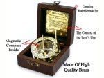 Brass Sundial Compass with Wooden Box | Antique Nautical Working Compass Engraved “West London” | Vintage Maritime Navigation Instrument | Collectible Gift for Explorer, Sailor &amp; Traveler