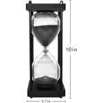 Hourglass Timer 60 Minute, Black Wooden Frame Decorative Sand Timer (Black Sand, Large Size)