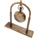 Antique Look Brass Table Desk Clock Cum Pocket Watch, Nautical Decor Gift Item