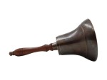 Large & Heavy Solid Brass Hand Bell  Antique Finish Loud Call Bell for School, Wedding, Reception, Christmas & Church – Handmade Polished Brass Bell with Wooden Handle by Roorkee Instruments India