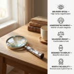  Magnifying Glass with Mother of Pearl Handle, Handheld 10x Magnifying Glass Lens, Antique Magnifier, Reading, Inspection, Coin &amp;amp;amp; Stamp, Astrologer, Low Sight Elderly Collectible Décor Gift 4