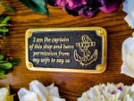 Nautical Brass Gift Plaque – “Wife’s Permission” Boating & Sailing Sign | Funny Maritime Wall Décor for Boat Cabin, Man Cave, Bar, or Office | Perfect Nautical Birthday Gift for Him, Sailor, or Captain