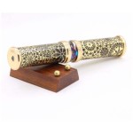 Handmade Solid Wood Display Stand for Dual Side Brass Wedding Kaleidoscope Liquid Object Chamber Unique Optical Collectible