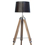Metal Shade Wood Tripod Floor Lamp Home Decor Lamp with Shade & Bulb