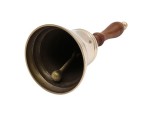 Large & Heavy Loud Gold Hand Bell for Weddings, Christmas & School – Solid Polished Brass Hand Call Bell with Wooden Handle – Vintage Service, Reception & Ceremony Bell – Handmade Brass Décor
