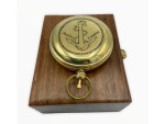 Solid Brass Push Button Pocket Compass with Wooden Box – Vintage Directional Magnetic Compass for Navigation, Hiking, Camping, Boating, and Gift for Men & Women