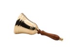 Large & Heavy Loud Gold Hand Bell for Weddings, Christmas & School – Solid Polished Brass Hand Call Bell with Wooden Handle – Vintage Service, Reception & Ceremony Bell – Handmade Brass Décor