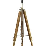 Teak Wood Tripod Floor Lamp Stand with Shade and Bulb