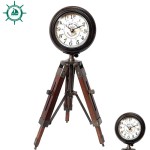 Handmade Anchor Marine Arts Clock with Wooden Tripod Stand