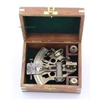 Pocket Sextant, Kelvin Hughes London Nautical Navy Sailors Brass Sextant for Celestial Navigation, Two Extra Sighting Telescope, with a Rose Wooden Box, Galactic Gifting