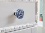 Set of 4 Blue Ceramic Cabinet Knobs – Vintage Round Drawer Pulls with Screws, Handmade Decorative Handles for Kitchen Cabinets, Cupboards, Dressers & Closets – Boho Home Décor
