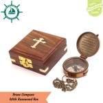 Solid Brass Directional Magnetic Compass Antique Nautical Vintage Quote Engraved with Scripture Jeremiah 29:11, Baptism Gifts with Rosewood Case for Son, Father (for I Know The Plans I Have for You)