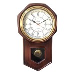 Brass Ring Roman Number Antique Pendulum Wall Clock Wood (brown, 20 inch height, 9 inch dial)