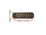 Vintage Brass “COFFEE” Sign Plate – Solid Cast Metal Label for Kitchen, Coffee Bar, Pantry, or Café Décor | Antique Finish Wall Plaque with Screws | Rustic Farmhouse Style Coffee Station Sign