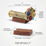 Handcrafted Etched Floral Pattern Lacquered Brass Kaleidoscope Includes Two Separate Turning Wheels-A Perfect Addition to any Collection. (7 x1.5 inch)