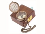 Solid Brass Compass with Thoreau Quote – Antique Nautical Directional Compass in Polished Rosewood Case – Vintage Magnetic Pocket Compass for Outdoor, Hiking, Graduation & Adventure Gifts