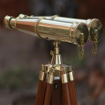 Nautical Brass Binocular Leather Antique Telescope with Floor Tripod Stand 18 Inches Telescope Nautical Home Decor Vintage Telescopes Vintage Replica Brass Nautical Telescope Spyglass and Collectible Decor