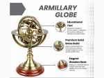 Antique Brass Armillary Sphere Globe 11 Inch | Premium Polished Finish, Wooden Base | Vintage Nautical Celestial Globe Decor | Tarnish Resistant Astronomical Model | Ideal Gift for Home Office Study