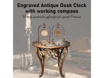 Vintage Brass Table Clock | Non-Ticking Silent Desk Clock, Battery Operated Small Antique-Style Timepiece | Nautical Vintage Decor for Bedroom, Living Room, Bedside & Office Shelf Display