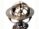 Antique Brass 18-Inch Armillary Sphere Globe Astrolabe | Zodiac Engraved Celestial Globe with Compass & Tiger Pillars | Vintage Brass Armillary Globe with Wooden Base | Nautical Home Office Decor