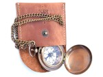 Handmade Nautical Brass Push Button Compass with Chain & Leather Case – Vintage Pocket Compass for Men Women, Maritime Navigation Compass Gift for Traveler, Hiker, Sailor, Anniversary Gift