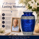 Blue Marble Cremation Urn for Human Ashes – Decorative Memorial Keepsake Urn