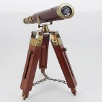 Brass Desk Telescope with Adjustable Wooden Tripod Spyglass Handmade Brass Telescope