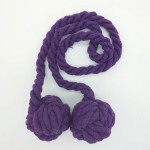 2pcs Braided Drapery Tiebacks Curtain Holdbacks Hand Knitting with Double Ball Cotton Rope Tassel - Purple