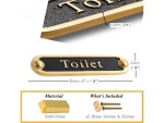 Toilet Brass Bathroom Door Sign – Traditional Style Solid Brass Plaque | Handmade Vintage Home Décor Wall Sign | Polished Gold & Black Finish | Classic Toilet Door Plate with Mounting Screws