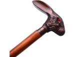 Vintage Rabbit Head Walking Cane with Red Eye Handle | Handcrafted Wooden Stick for Men & Women | Collectible Brass Handle Walking Stick | Victorian Steampunk Gift Cane by FYNJREX