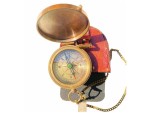 Antique Brass Compass with Wooden Box – “Not All Those Who Wander Are Lost” Engraved by J.R.R. Tolkien | Vintage Nautical Pocket Compass with Chain | Inspirational Gift for Men, Women, Travelers