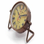 Solid Brass Table Clock with Adjustable Frame, Vintage Desk and Shelf, Old Fashioned Retro Style,