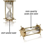 4-6 Minute Hourglass Sand Timer Clock with Sparkling White Sand 6 Inches Brass Vintage Antique Style Nautical Collectors Gift Decorative Souvenir Unique Creative Gifts for Home Office Study Desk