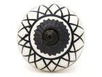 Black Lines Pattern Ceramic Drawer Knobs – Set of 12 Decorative Cabinet Pulls for Dresser, Wardrobe, Cupboard & Doors