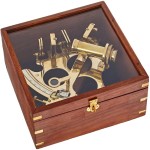 Handcrafted Brass German Sextant W/ Hardwood Box Collectible Brass Sextant 8 Inches