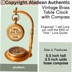 Decorative TableClock Compass | Desk Sundial - Shelf Decor Timeless Vintage Table (Love You)