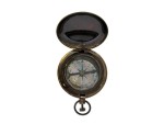 Antique Brass Pocket Compass with Ship Engraving – Ross London Vintage Nautical Compass, Collectible Maritime Navigation Gift for Sailors, Travelers, and Explorers