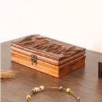 Elephant Jewelry Box, Wooden Jewelry Organizer Box with Two Compartments, Elephant Lovers Gifts for Women, Engrave Elephant Family Art Decor