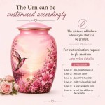 Pink Hummingbird Memorial Cremation Urn with Keepsake – Personalized Adult Urn for Ashes